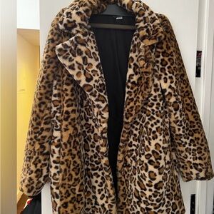 H&M Brown Leopard Print Teddy Jacket